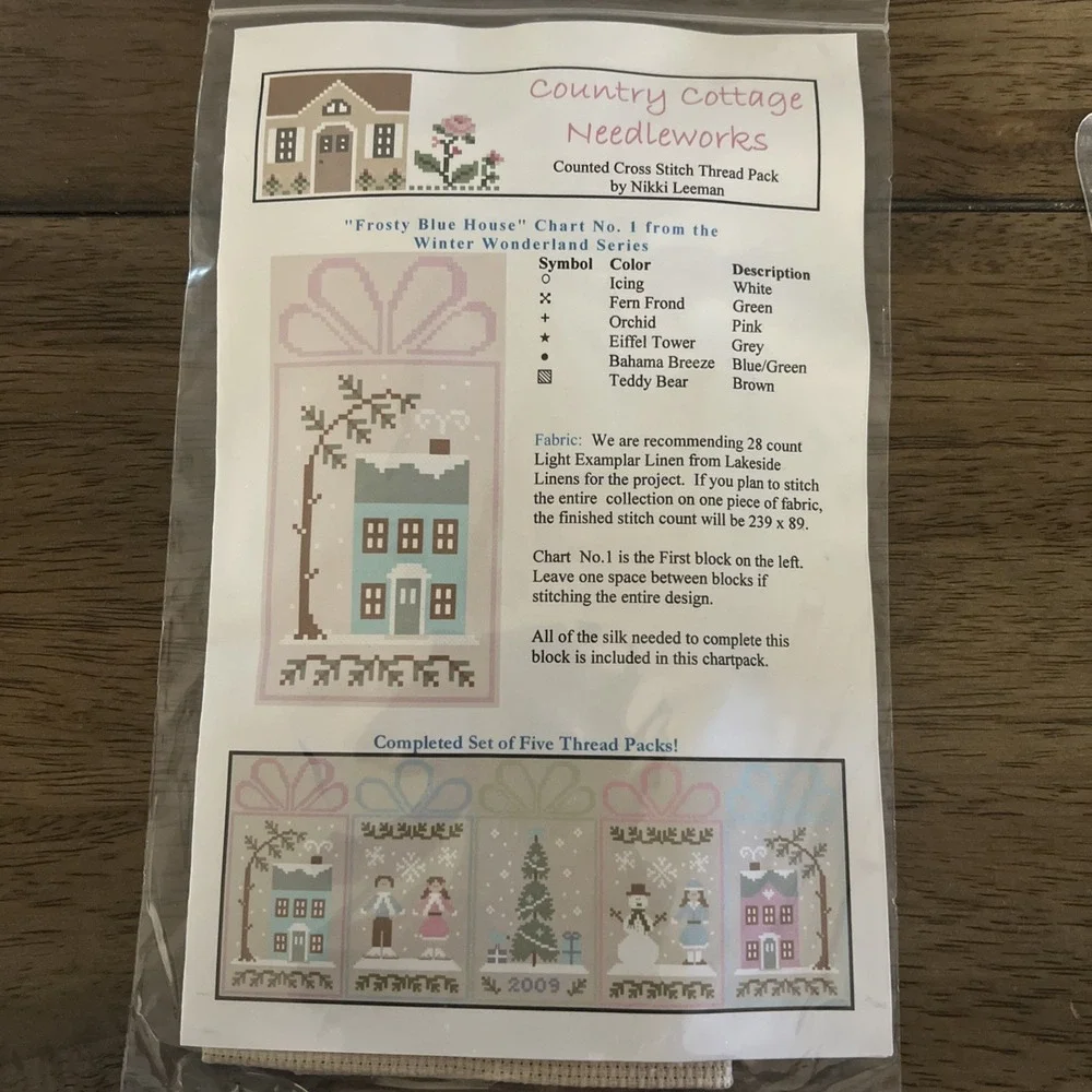 Country Cottage Needleworks Frosty Blue House Cross Stitch Kit Brand New